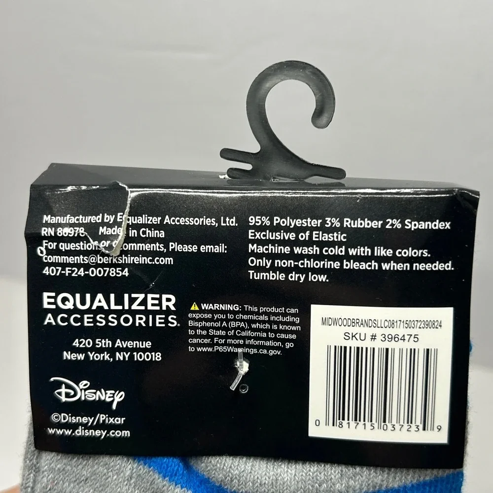 Pixar Toy Story Crew Socks Blue Gray Striped Size 9-13 Disney‎ New